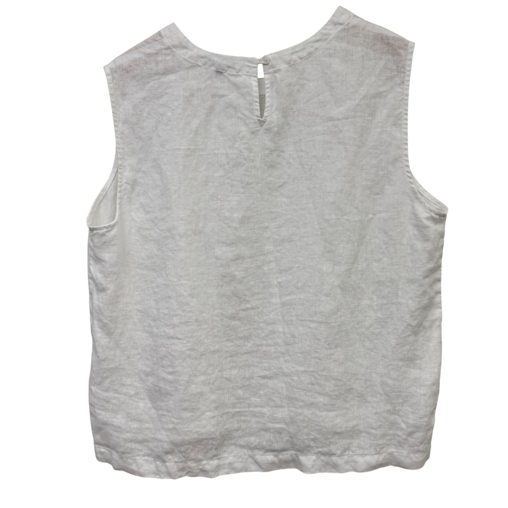 Quince White Sleeveless Linen Shell - Picture 5 of 9